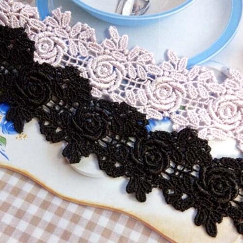 10Meters Rose Flower Water Soluble Polyester Lace Trim Ribbon DIY Embroidery Laces Trimming for Sofa Curtain Accessories