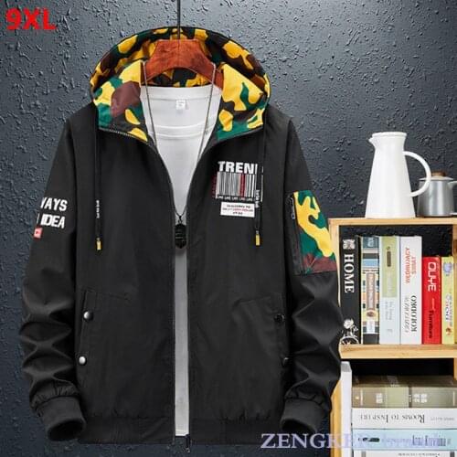 Big size Mens jacket 7XL 8XL autumn plus size jacket casual tooling stitching camouflage men oversized coat bomber jacket