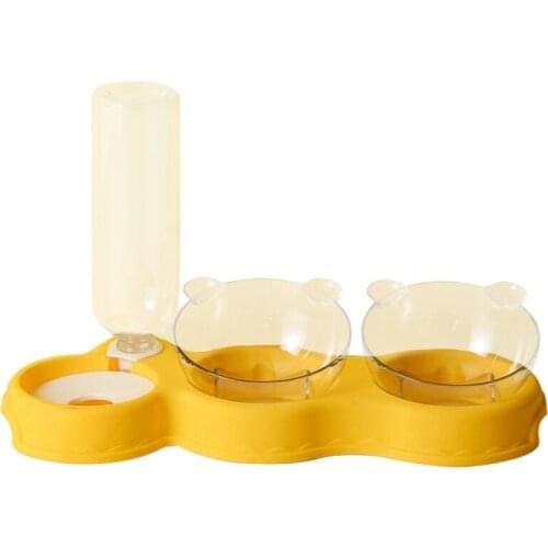Legendog 1pc Cat Food Bowl Double Neck Protective Pet Feed Bowl Dog Pet Feeder Bowl With Water Bottle Pet Feeding Bowl
