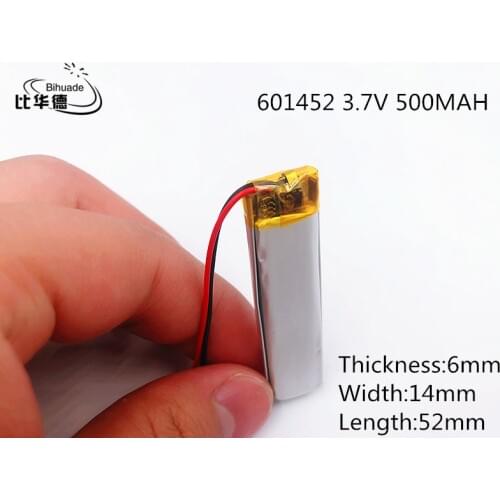Li-po 3.7V 500mAh Rechargeable li Polymer Li-ion Battery For headset mouse Bracelet Wrist Watch 601452 061452