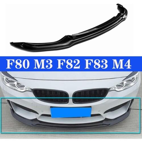 M3 M4 Real Carbon Front Bumper Lip For BMW 3 Series F80 M3 4 Series F82 F83 M4 Gloss Black V Style