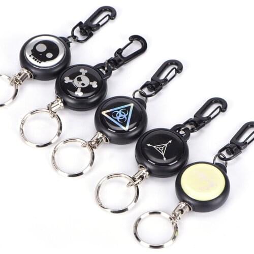 YOUGLE 60cm Metal Wire Pull Chain Retractable Recoil Key Chain Reel Ring Keyring ID Card Badge Belt
