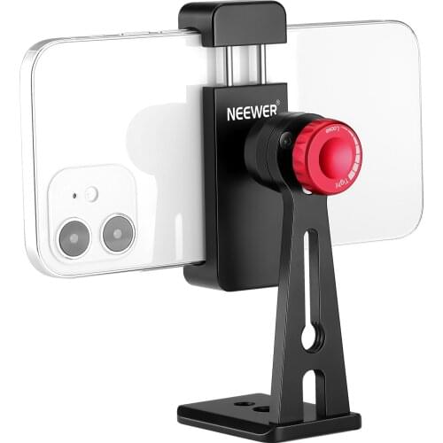 Neewer Metal Cellphone Holder Clip Desktop Tripod Mount Adapter for iPhone X 8 8plus 7 7plus，Samsung S9 S8，Huawei P9 Smartphone