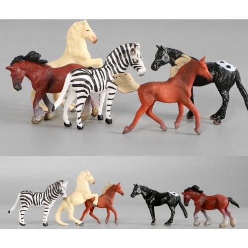 Simulation Horse Mini Models Hand Painted PVC Figurine,Friesian,Zebra Miniature Pony Action Figure Toy For Kid Educational Toys