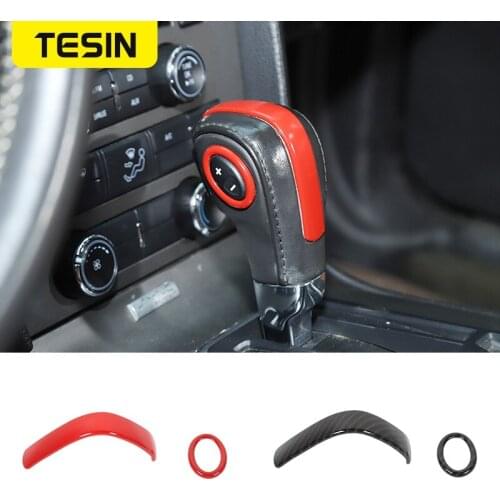 TESIN Interior Mouldings for Ford Mustang Car Gear Shift Head Decoration Cover Trim for Ford Mustang 2010-2014 Accessories