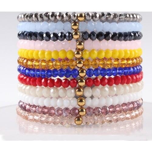 Momiji Handmade Beaded Bracelets Bangles for Women Simple Colourful Glass Crystal Red Rose Gold Beads Wrap Bracelet Gift