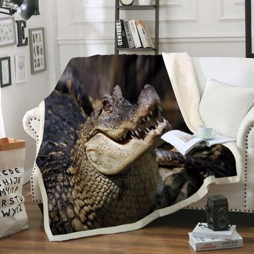 3d Crocodiles Animal Soft Blanket Cartoon Bedding Wild Life Colorful Plush Bedspread Sofa For Kids Fashion Custom Sherpa Blanket