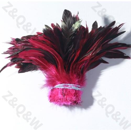 Natural 6-8 inch rooster chicken feather dyed plum red DIY craft jewelry accessories performance costume skirt decoration