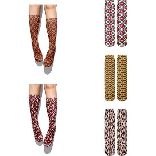 New Hexagonal Geometric Pattern Cool Socks For Men Women Funny Retro Art Designer Long Socks Cotton Comfortable Happy Calf Socks