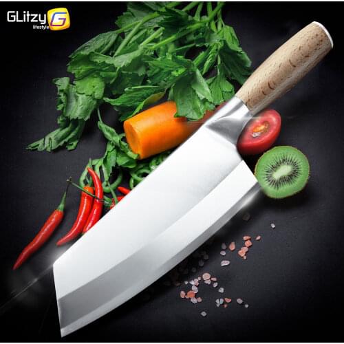 Chef Knife 7 Inch Cleaver 7CR17 German Stainless Steel Kitchen Knife Forged Meat Full Tang Chopper Chinese Santoku Butcher Tool