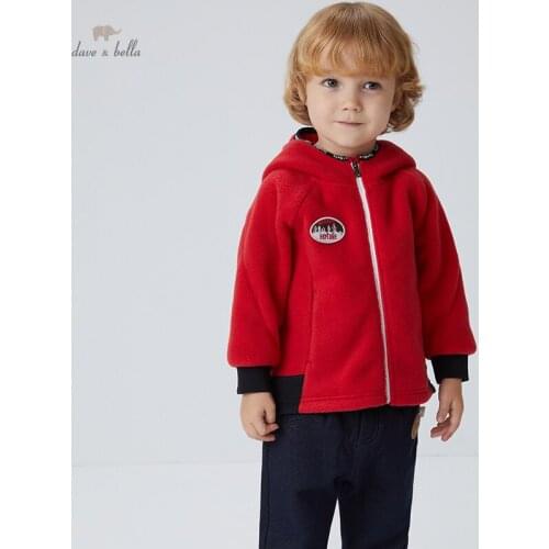DB19682 dave bella autumn baby unisex fashion cartoon hooded pockets coat children tops infant toddler outerwear
