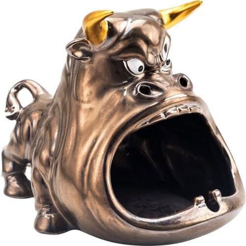 Creative Cartoon Cow Ashtray Prevent Fly Ash Vehicle-Mounted Home Use Living Room Large Capacity Ceramic Ashtray Home Decoration