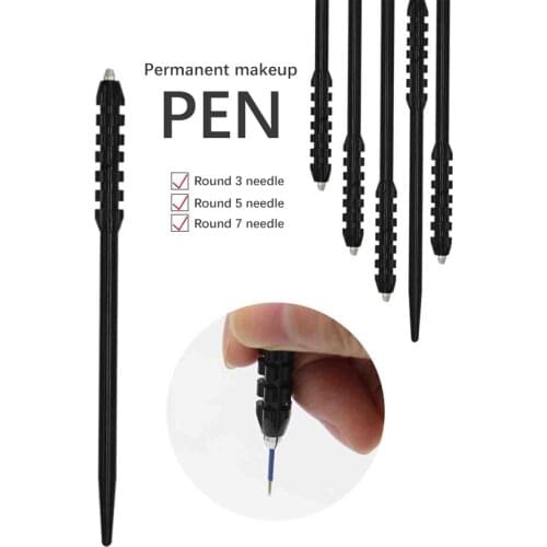 Stainless steel permanent makeup handmade tattoo micrlading pen manual acrylic tattoo pen round tattoo needle