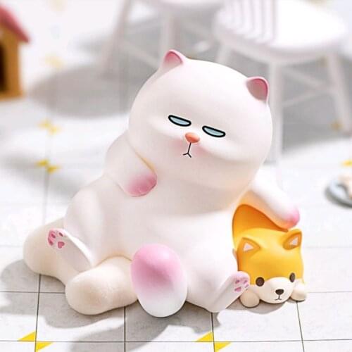 POPMART Blind Box VIVICAT Lazy Friends Series Cute Doll Binary Action Figure Birthday Gift Kid Art Toy Home Decore Cute Cat Doll