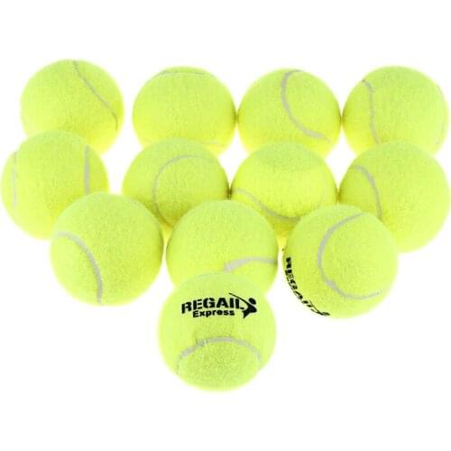 Regail 12Pcs Tennis Ball High Elasticity Training Ball Natural Rubber Competition Tennis Ball