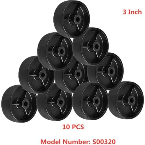 10 Pcs/Lot Caster 3-inch Black Pp Single Wheel Inner Hole 8mm Machine Equipment Diameter 7.5cm Plastic