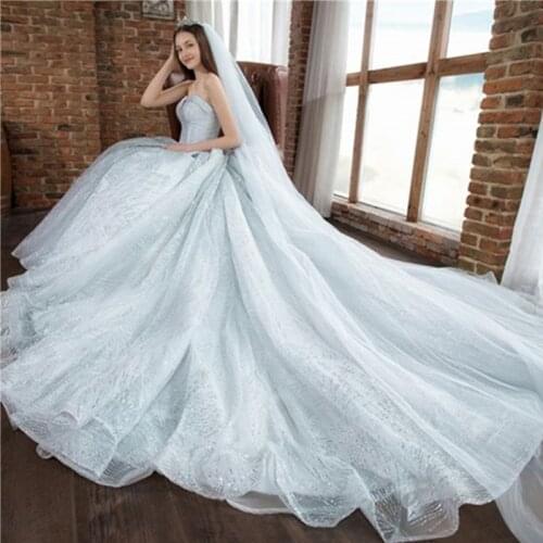 Robe De Mariee Gorgeous Sliver Glitter A Line Wedding Dress Sexy Sweetheart Backless Wedding Bridal Gown