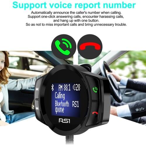 RS1 Smart Bluetooth V4.2 Car Charger Dual USB port Auto Power Adapter Hands-Free Charging Station