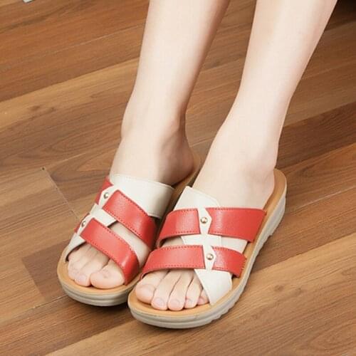 ZZPOHE Women shoes Fashion Summer Womens Leather Comfort Open Toe Soft Bottom Beach Slippers Female Flip Flops flat sandals