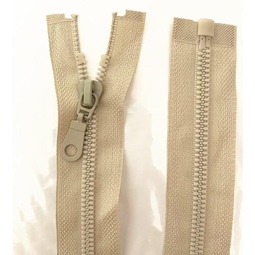 2pcs 5#Beige 25/30/35/40/50/55/60/70 cm detachable resin zipper opening automatic ecological locking plastic zipper sewing