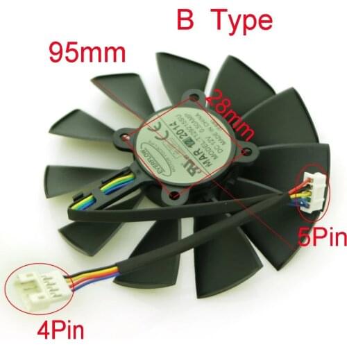 T129215SU 12V 0.5A 95mm VGA Fan For ASUS R9 280 290 280X 290X GTX780 GTX780TI Graphics Card Cooling Fan