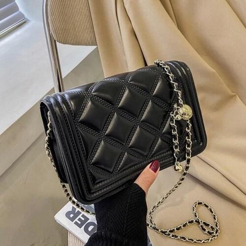 Fashion PU Leather Crossbody Bags for Women 2021 New Spring Summer Luxury Handbags Lady Chain Shoulder Purses Designer