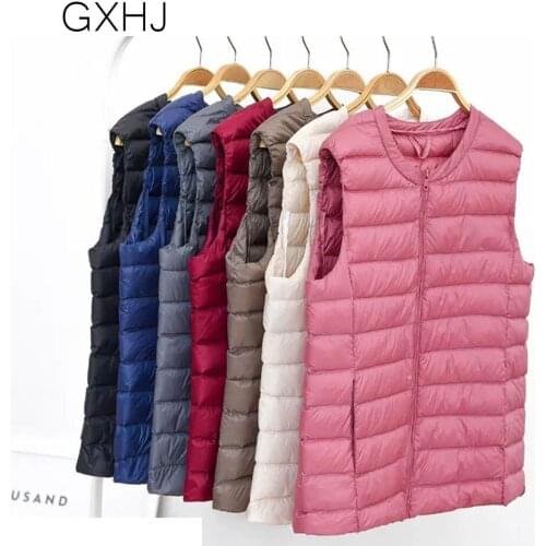 Women Down jacket vest 7XL Women Ultra Light Down Vest White Duck Down Coat Parka Ladies Sleeveless Waistcoat fit 100KG wear