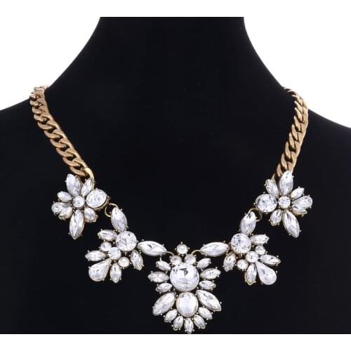 Hesiod Brand New Arrival Party Necklace Alloy Rhinestone Flower Necklace For Women Short Design Necklace