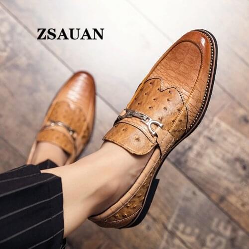 ZSAUAN African Style Casual Wedding Shoes for Men Metal Decoration Peacock Pattern Graceful Men Dress Shoes Big Size 46 47 48