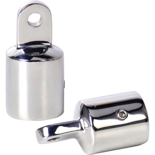 1 Pair Boat Bimini Top Eye End Cap Boat Fittings Fits 7/8in OD Round Tube For Yacht Kayak Canoe Fishing Stainless Steel Tool