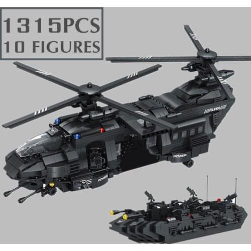 New 1351PCS 10 Figures Military Toys Transport Helicopter SWAT Team City Police Figures Building Blocks Brick Children Kid Gift