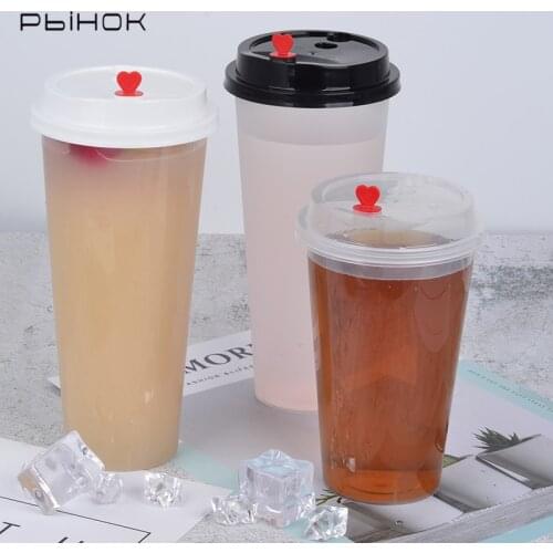 25 Plastic Cups With Lid And Straw High Temperature Resistant PP Material Safe To Eat Coffee Tea Smoothie Milk Tea Cup