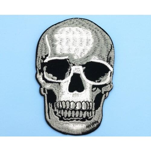 Punk 3D Human Skull Sticker DIY Clothes Applique Embroidery Iron on Motorcycle Biker Patch for Jacket Vest Backpack