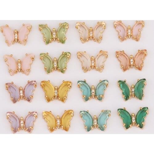 WHSOK 40Pcs 10*14MM Crystal Charms/Jewelry Accessories/DIY/Butterfly Shape/Hand Made/Multicolor/Jewelry Findings & Components