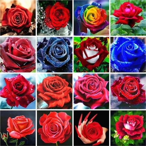 AZQSD Diamond Embroidery Flowers Handmade Diamond Painting Rose Picture Of Rhinestones Diamond Mosaic Home Decor Crafts Gift