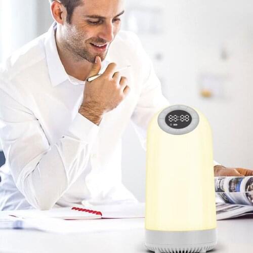 LED Night Light Wireless Bluetooth Speaker Household Bedside Table Lamp With Clock And Alarm Function (White)