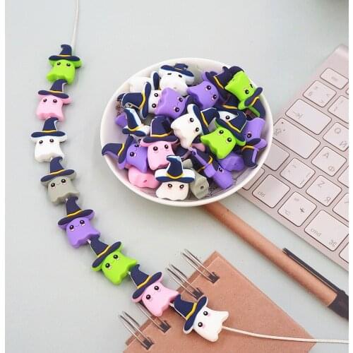 Chenkai 10PCS Silicone Christmas Elf bead Baby Round Shaped Beads Teething BPA Free DIY Sensory Chewing Toy Accessories