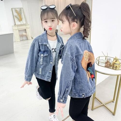 Teen Girls Denim Jacket Coats Vintage Jeans Outfit For Kids Clothes Baby Spring Autumn Jackets Children Outerwear 4-14Years Old