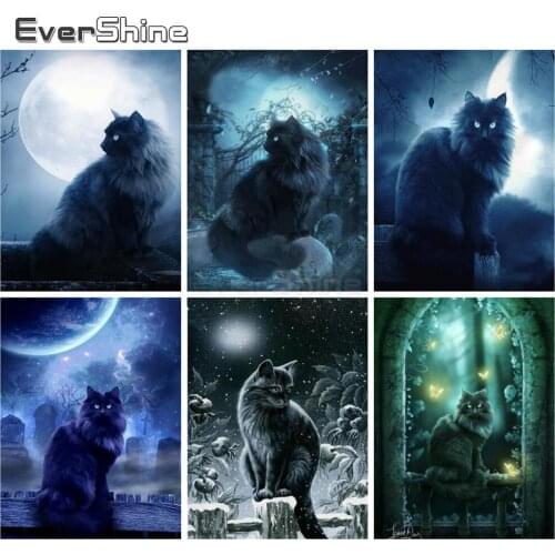 EverShine 5D Diamond Painting Full square Cat Diamond Embroidery Animals Cross stitch Rhinestones Art Bead Picture Kits Gift