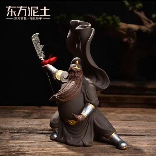 Purple ceramic guan yu guan gong furnishing articles zen home sitting room adornment wine rich ancient frame craft gift