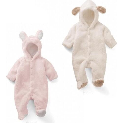 Cartoon Fleece Newborn Baby Clothes Animal Overall Menina Baby Costume Warm Longsleeve Baby Rompers Retail Baby Boy Romper