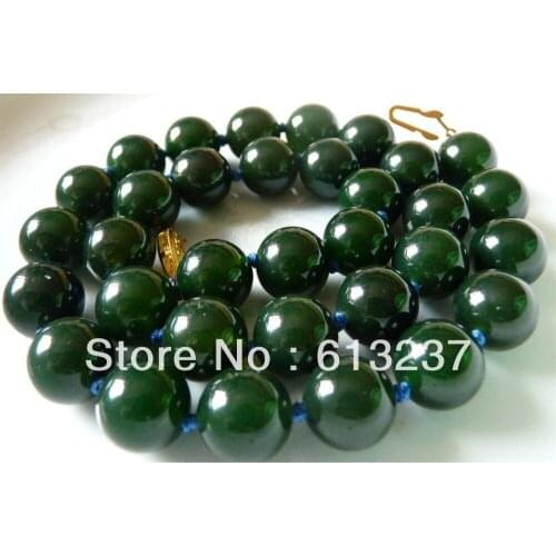 Hot free Shipping new Fashion Style diy Mysterious 10mm Dark Green agat carnelian onyx round beads chain Necklace 18" MY5195