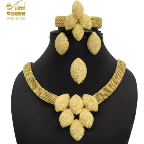 Jewelery Set Earring Arab Jewelry Set Gold Party Gift Women Dubai African Indian Necklace Fashion Nigerian Bracelet Ring