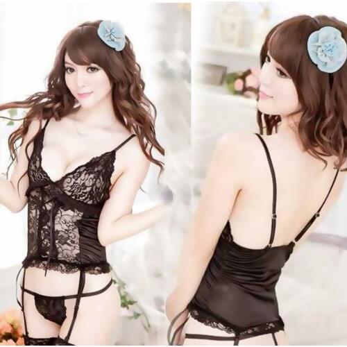 Lace Sexy teddies underwear Bodysuit Slim Lace Push-Up Basque Backless Buttocks sets Hollow Out gauze Not included stockings