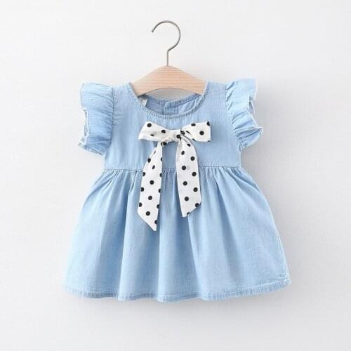 Summer new born baby girl clothes bow thin denim dress for baby girls clothing infant babies outfit casual dress 0-2Tvestidos