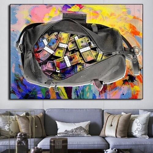 A Sack of Money Dollar Street Wall Graffiti Art Canvas Paintings Abstract Art Canvas Prints For Kids Living Room Cuadros Decor