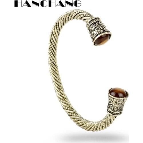 Fashion Hip Hop Viking Jewelry Bracelets Bangle Bracelet Opening Bangles for Man Wooden Bead Inset Braided Wristbands