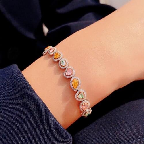 Fashion Irregular Bracelet Cute Candy Color Cubic Zirconia Fine Jewelry For Women Wedding Party Best Birthday Gift Wholesale