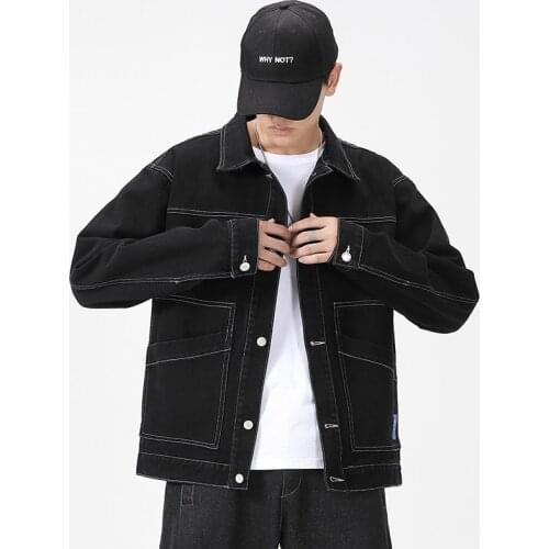 Streetwear Men Jackets And Coats Denim Cargo Jacket 2021 Fashion Mens Outwear Male Plus Size Overcoats