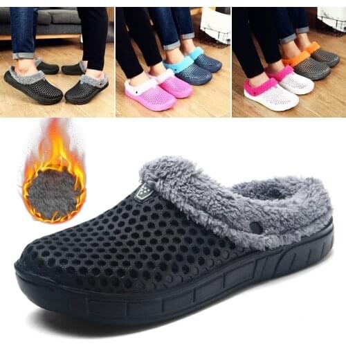 Off-Bound Men Women Winter Slippers Men Indoor Warm Fur Plush Slippers House Bedroom Flat Shoes Anti-skid Home Couple Slippers